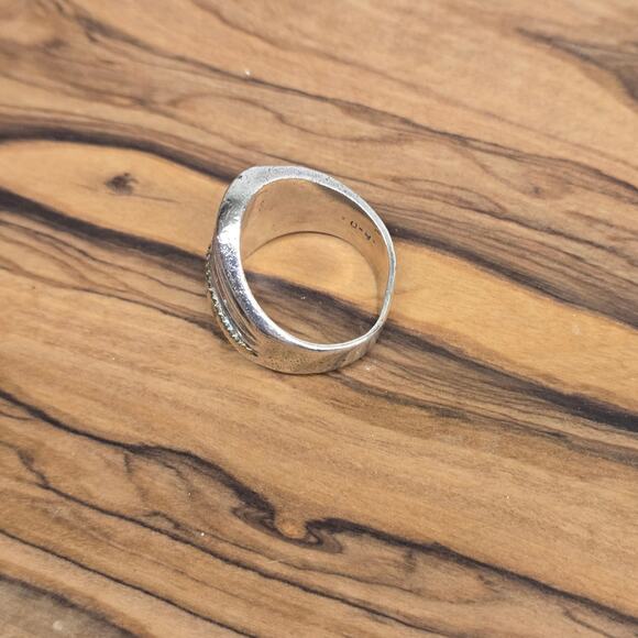 Vintage Mexico .925 Sterling Grooved Chunky Modernist Design Ring, Size 8, 12 gr - Picture 4 of 7